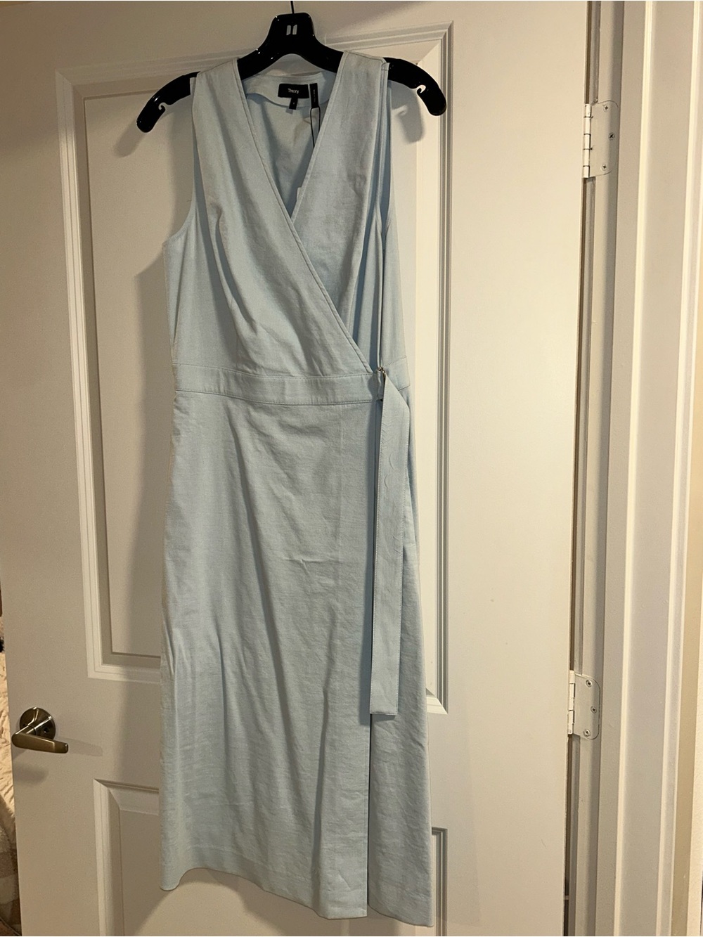 Theory A-line Good Crunch Wrap Dress - Pearl Blue